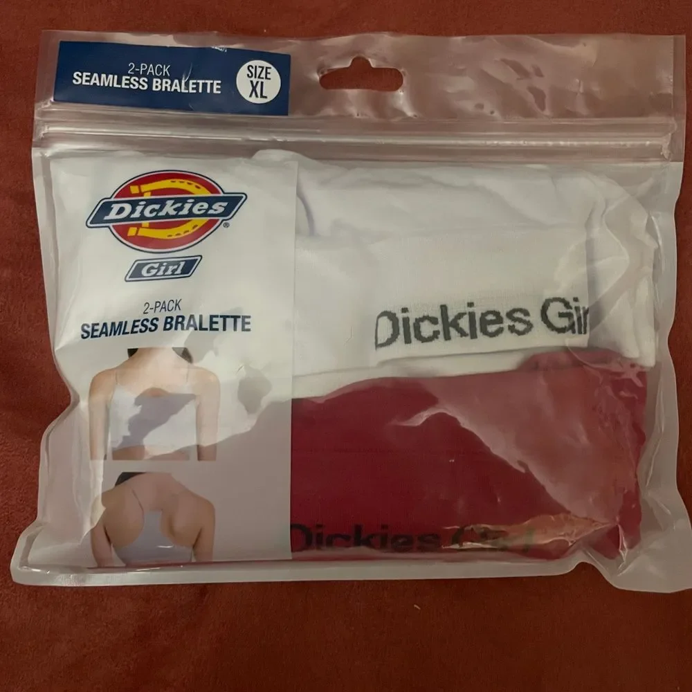 Dickies‎ Girl XL juniors Seamless Bralette 2 Pack Bra Red and White NEW